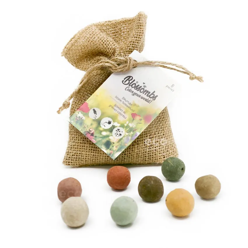 blossombs zaadbommen in jute zakje