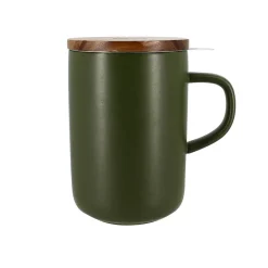 Ogo Living theemok donkergroen, met houten deksel