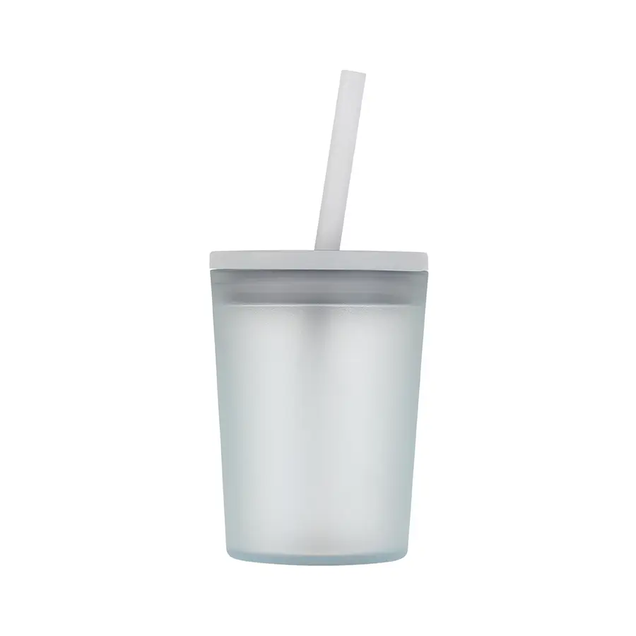 Ecoffee Cup Frio grijze deksel met rietje 12oz 350ml